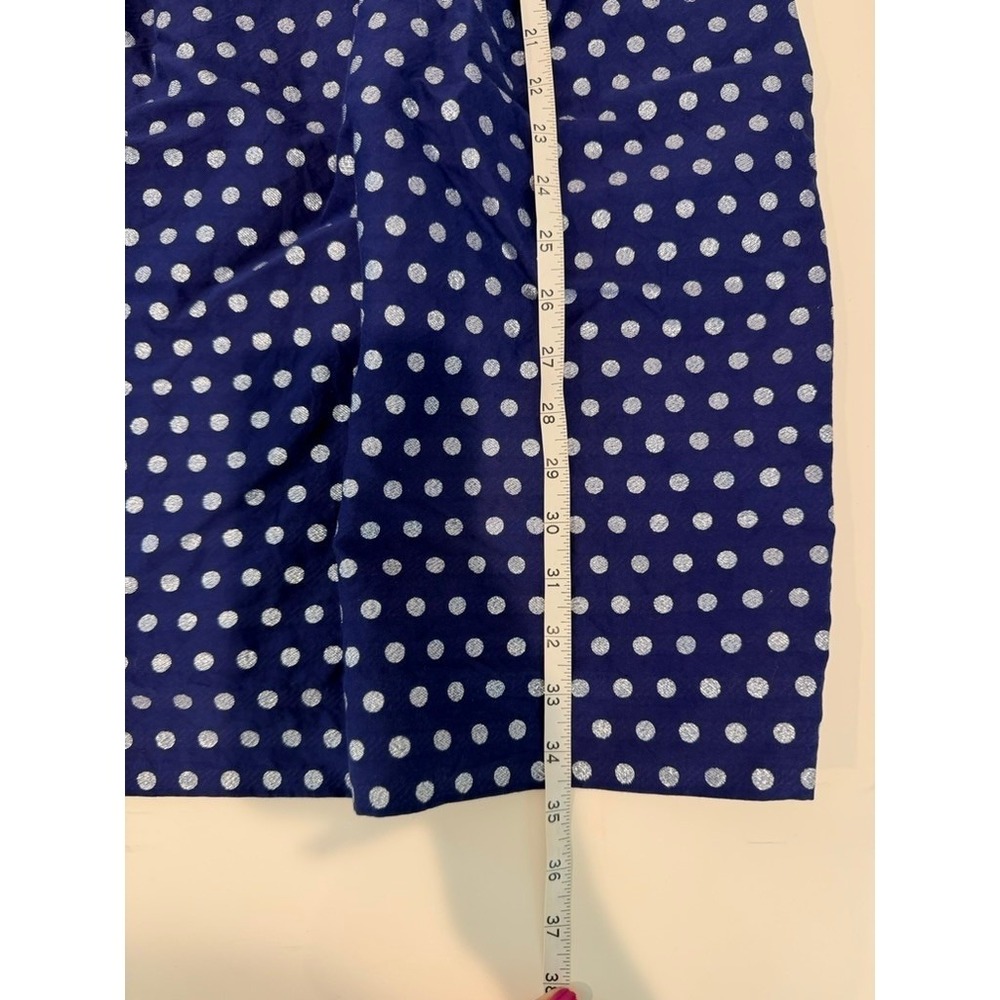 J.Crew Navy Blue & Silver Shimmer Polka Dot Sleeveless Cocktail Dress Size 8 - Picture 6 of 6